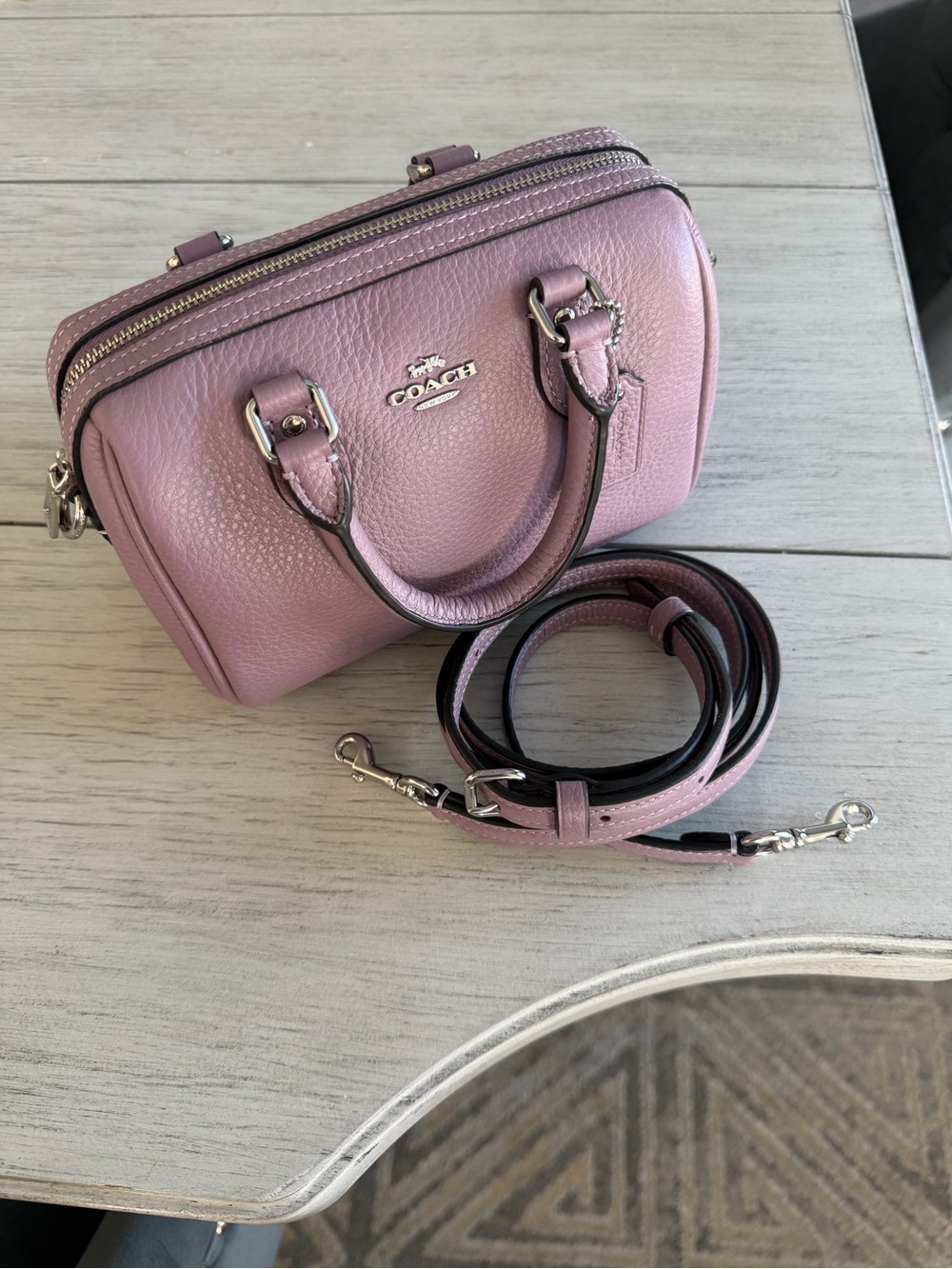 Coach Mini Rowan Crossbody Jasmine Pebbled Leather NWT